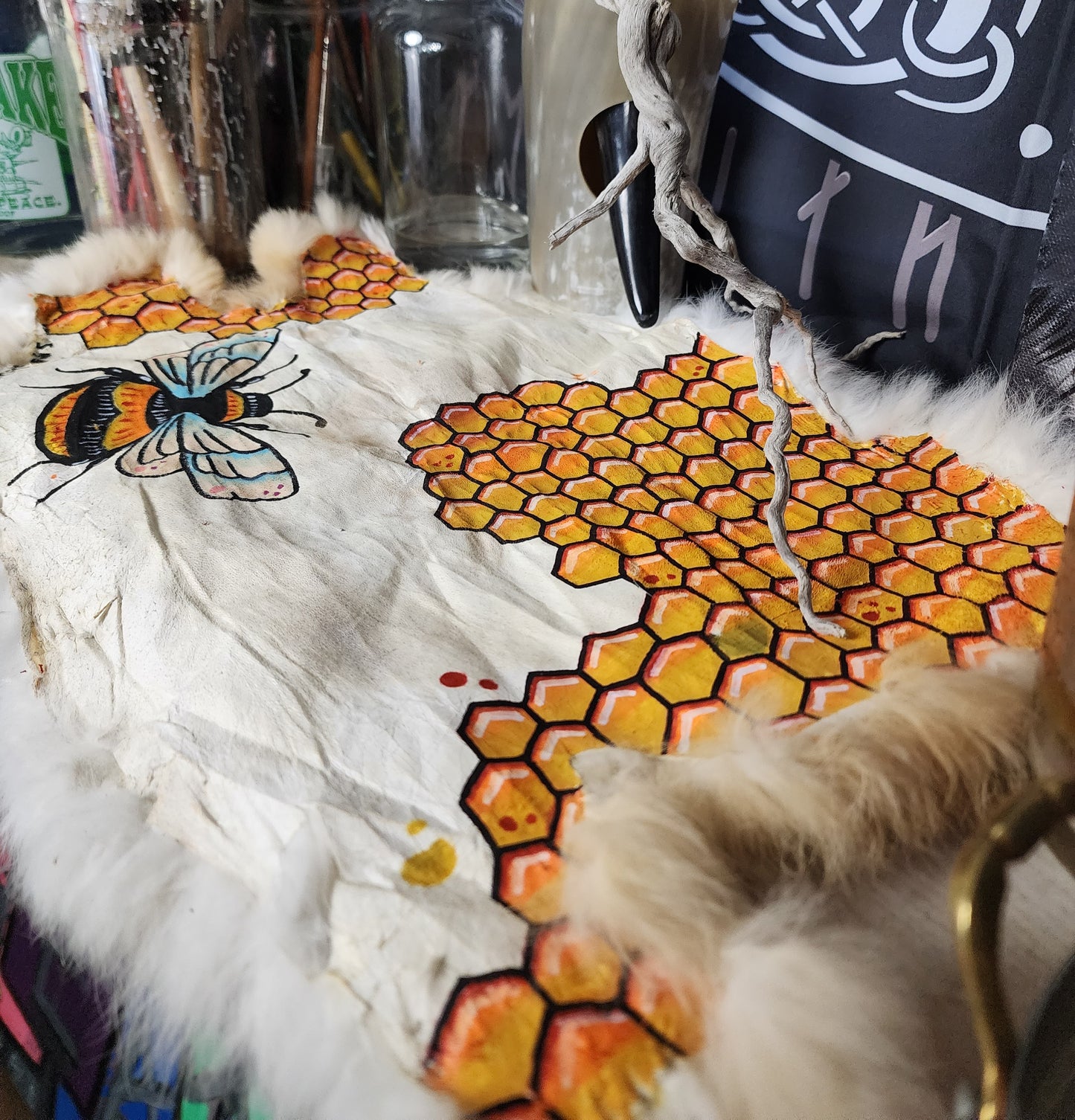 Honeycomb rabbit hide altar cloth