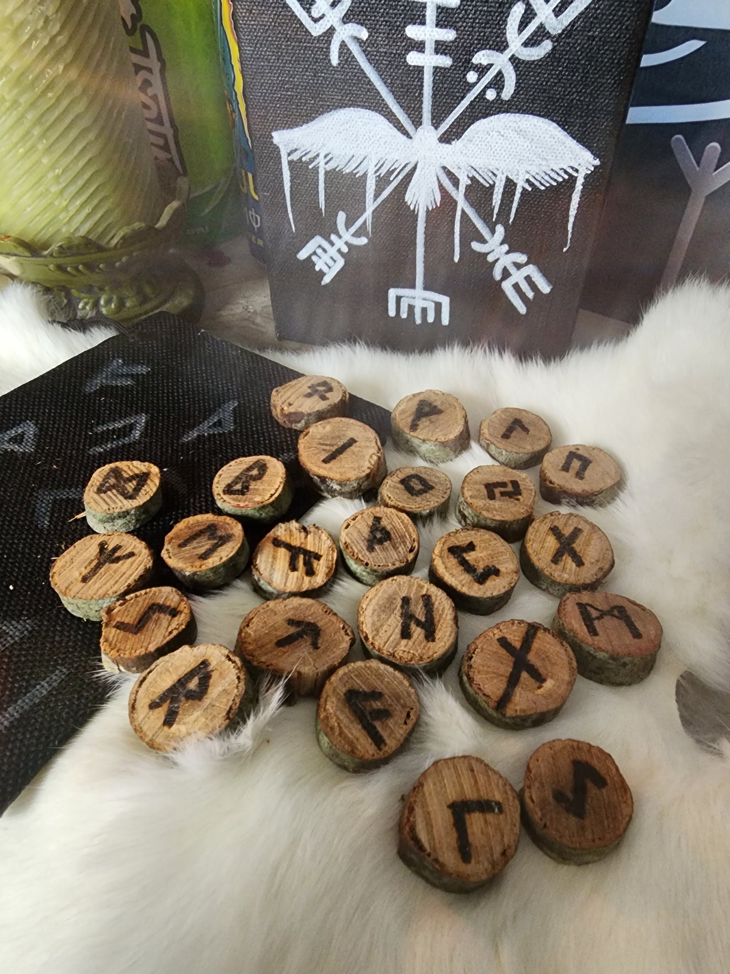 Handcarved Ash Tree Rune Set