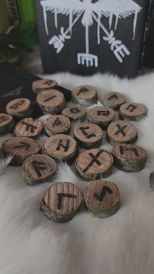 Handcarved Ash Tree Rune Set